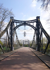 Steel scaffolding bridge over the Saale