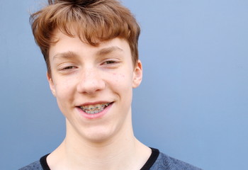 Boy with brackets braces