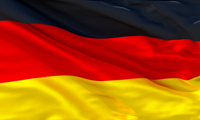 Realistic silk material German waving flag, high quality detailed fabric texture. 3d illustration