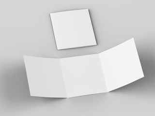 Naklejka premium Open tri-folded laflet in square format.