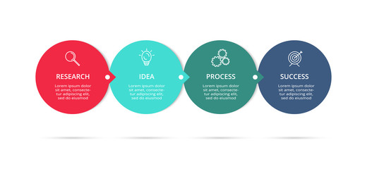 Circle elements of graph, diagram with 4 steps, options, parts or processes. Template for infographic, presentation