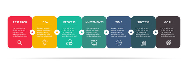 Infographic design vector and marketing icons for diagram, graph, presentation and round chart. Concept with 7 options