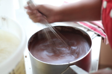 Chocolate being wisked