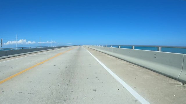 Driving down the road to Key West - Florida Keys Road - first person view