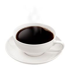 Cup of coffee, isolated on white background, clipping path, full depth of field