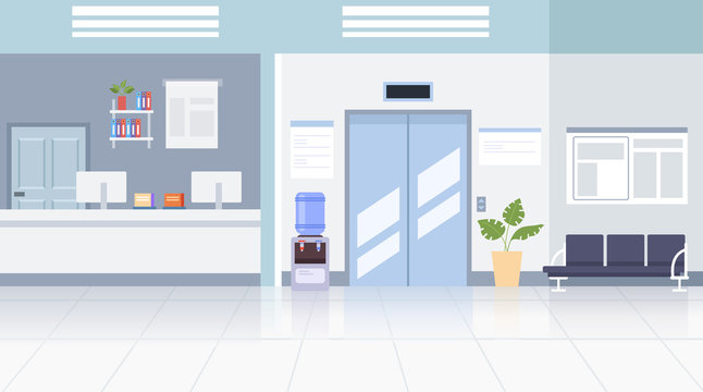 Doctor office hall interior concept. Vector flat graphic design illustration