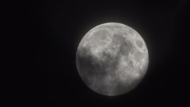 Real Video of Full Moon with Clouds,  Spring time