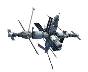 Russian Space Station Isolated On White Background
