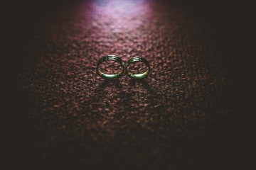 Wedding rings isolated and with space for text.