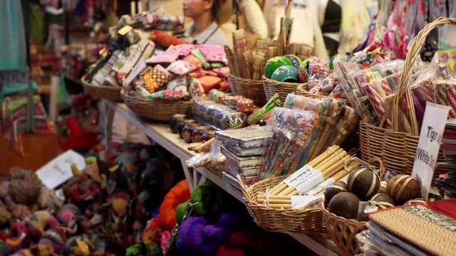 Sliding veiw of souvenirs at Siem Reap street in Cambodia
