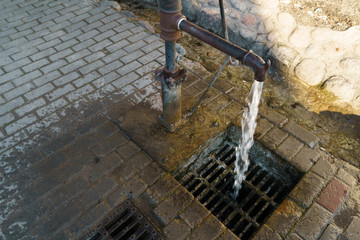City water pump with running drink water for people