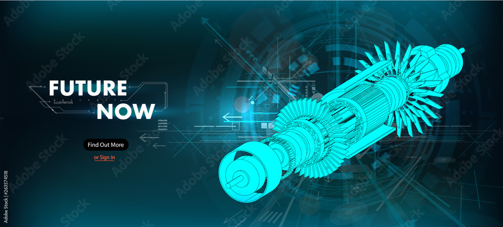 Poster abstract gear wheel mechanism background. engineering drawing abstract industrial background with a 