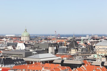 View of Copenhagen city from the danish parliament tower, Denmark