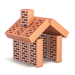 Small house sign made of bricks 3D
