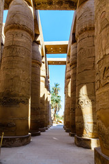Columns in the great hypostyle hall of the Karnak temple