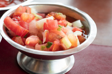 Brazilian sauce vinagrete in a restaurant table