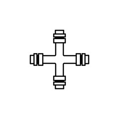 pipe of four directions icon. Element of plumbering icon. Thin line icon for website design and development, app development. Premium icon