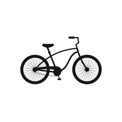 Fototapeta na wymiar Vector black flat cruiser bicycle icon logo silhouette isolated on white background 