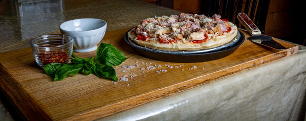 pizza and ingredients