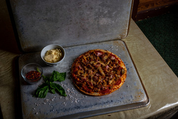 pizza and ingredients