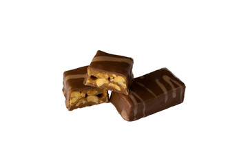 Set of chocolate candy withe nut isolated.