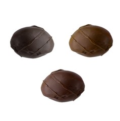 Set of chocolate candies isolated on white background.