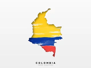 Foto op Aluminium Colombia detailed map with flag of country. Painted in watercolor paint colors in the national flag © lauritta