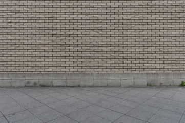 Fototapeta premium street wall background ,Industrial background, empty grunge urban street with warehouse brick wall