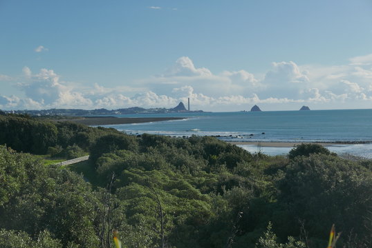 View To Port Taranaki Along Foreshore 