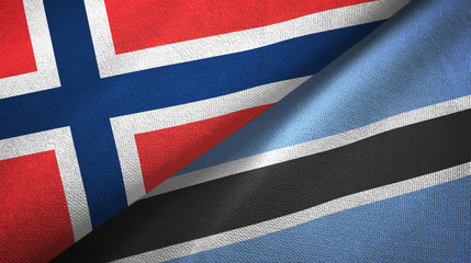 Norway and Botswana two flags textile cloth, fabric texture