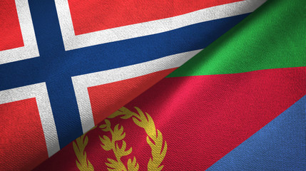 Norway and Eritrea two flags textile cloth, fabric texture