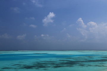 Fototapeta na wymiar モルディブ　海抜ゼロの青の世界