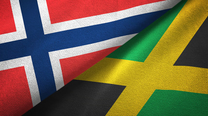 Norway and Jamaica two flags textile cloth, fabric texture