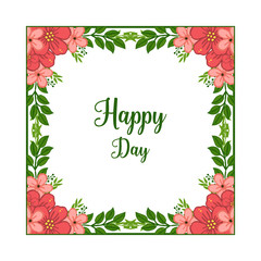 Vector illustration card happy day wedding with orange flower frames blooms