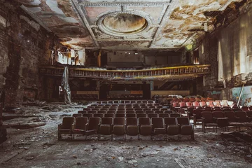 Peel and stick wall murals Old left buildings abandoned theatre America 