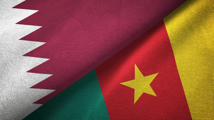 Qatar and Cameroon two flags textile cloth, fabric texture
