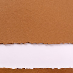 Torn brown paper background frame strip bottom edge