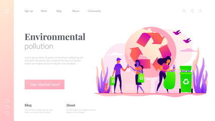 Zero waste, waste free technology, environmental pollution concept. Website homepage interface UI template. Landing web page with infographic concept hero header image.