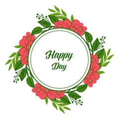 Vector illustration elegant green leafy flower frame for happy day