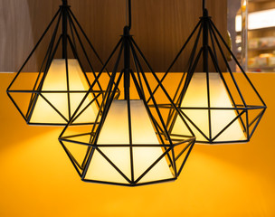 Modern black steel frame ceiling lamp interior lighting bulbs decoration contemporary