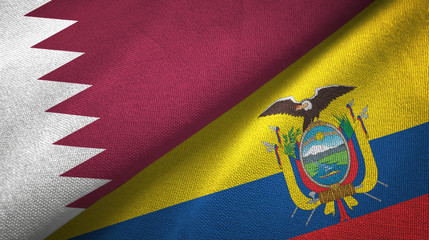 Qatar and Ecuador two flags textile cloth, fabric texture