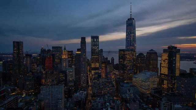 Sunset Timelapse of New York Downtown Skyline