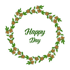 Vector illustration circular leaf wreath frame for invitation card happy day