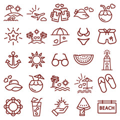cute summer - minimal thin line web icon set. simple vector illustration. concept for infographic website or app.