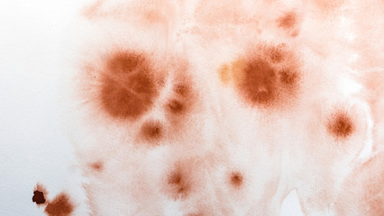 Abstract red-rusty watercolor background. Splashes and strokes. High resolution texture. Modern Art. Hand drawing. Elements for creating brushes and textures.