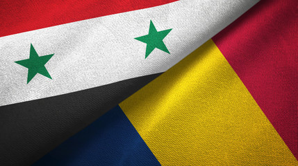 Syria and Chad two flags textile cloth, fabric texture