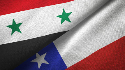 Syria and Chile two flags textile cloth, fabric texture