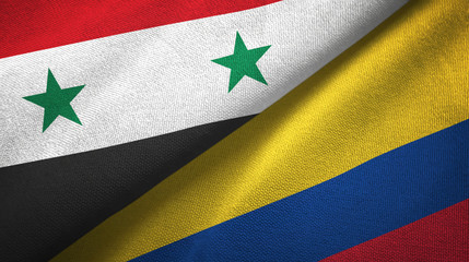 Syria and Colombia two flags textile cloth, fabric texture