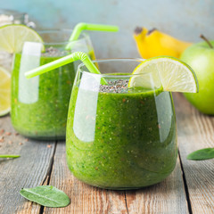 Green fresh healthy smoothie. diet detox concept.