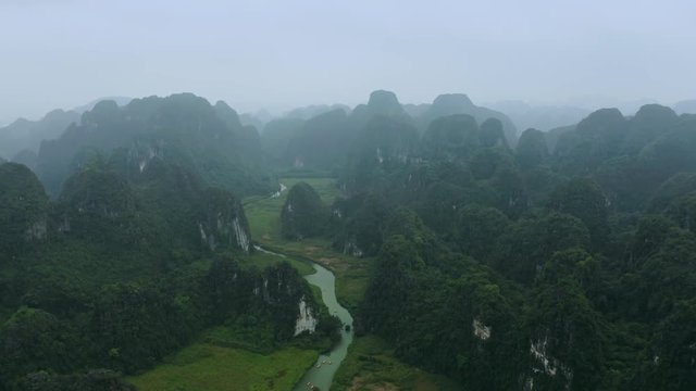 4k Aerial drone footage - Beautiful mountains and jungle of northern Vietnam.  Asia